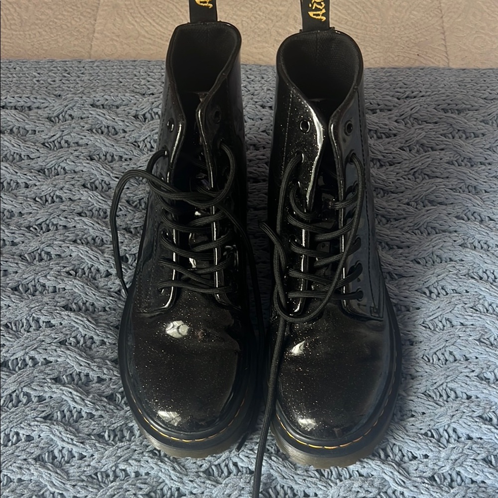 Dr. Martens Black Glitter Combat Boots